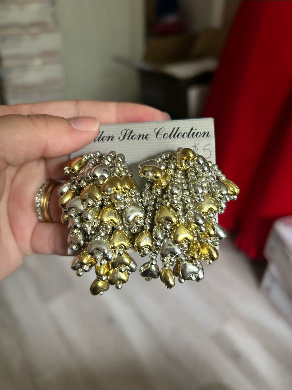 4/$100 Two-Tone star Cluster Drop Earrings - Gold & Silver